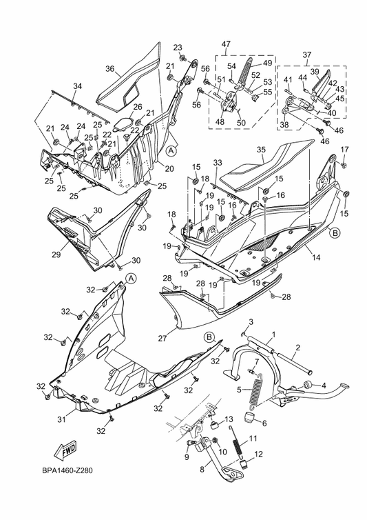 Yamaha BLS-F171L-00-PE Mole, Side Cover 1 — shown on the Stand & Footrest parts diagram