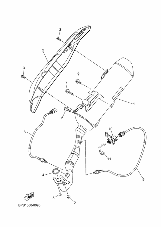 Yamaha B6H-E4718-00 . Protector, Muffler 1 — shown on the Exhaust parts diagram