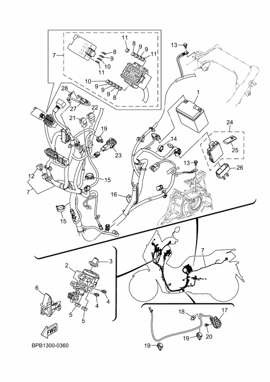Yamaha BUJ-H2590-00 Wire Harness Assy — shown on the Electrical 1 parts diagram