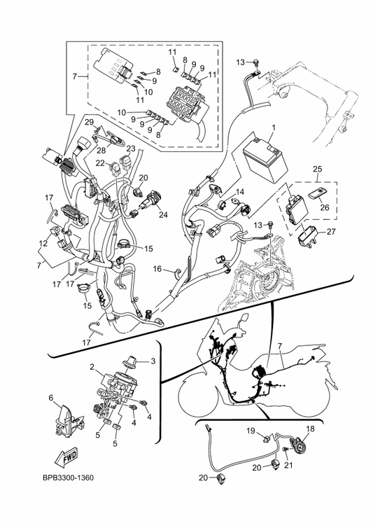 Yamaha BUJ-H2590-10 Wire Harness Assy — shown on the Electrical 1 parts diagram