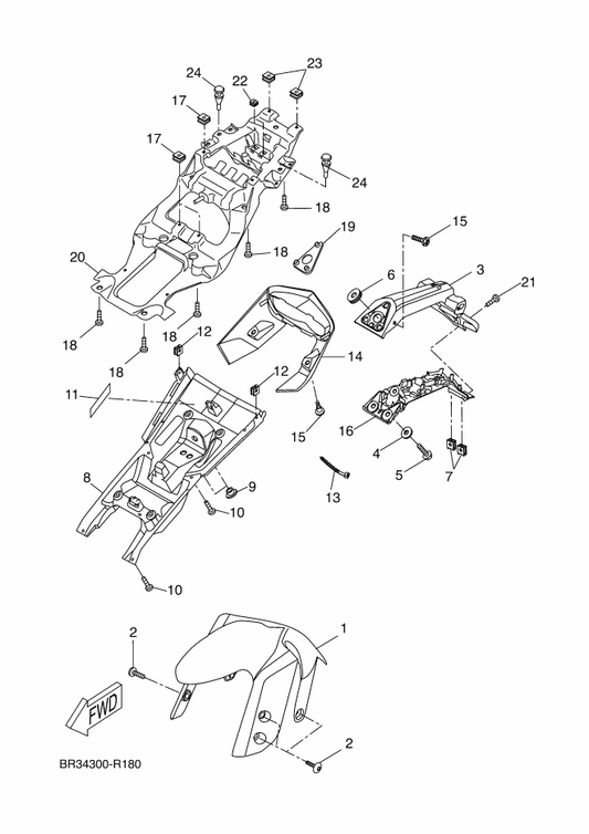 Yamaha 5D7-F1511-10 Fender, Front — shown on the Fender parts diagram