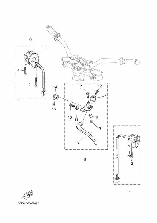 Yamaha 5D7-H2910-50 Lever Holder Assy (Left) — shown on the Handle Switch & Lever parts diagram