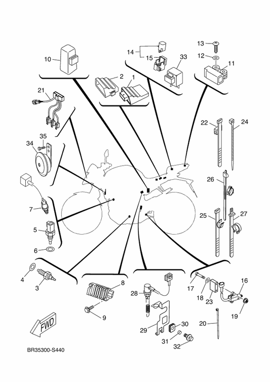 Yamaha 2BM-H592A-20 Sensor, Oxygen — shown on the Electrical 2 parts diagram