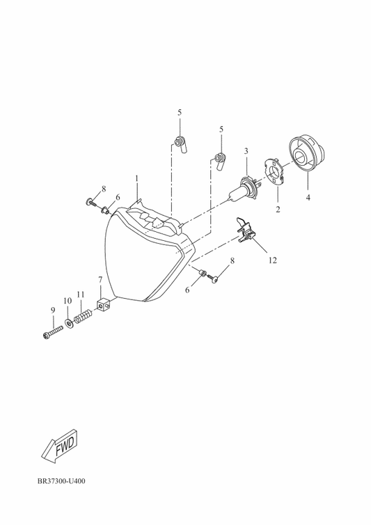 Yamaha BR3-H411V-00 Cap — shown on the Headlight parts diagram