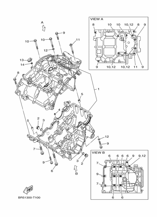 Yamaha 1WD-E5150-20 Crankcase Assy — shown on the Crankcase parts diagram