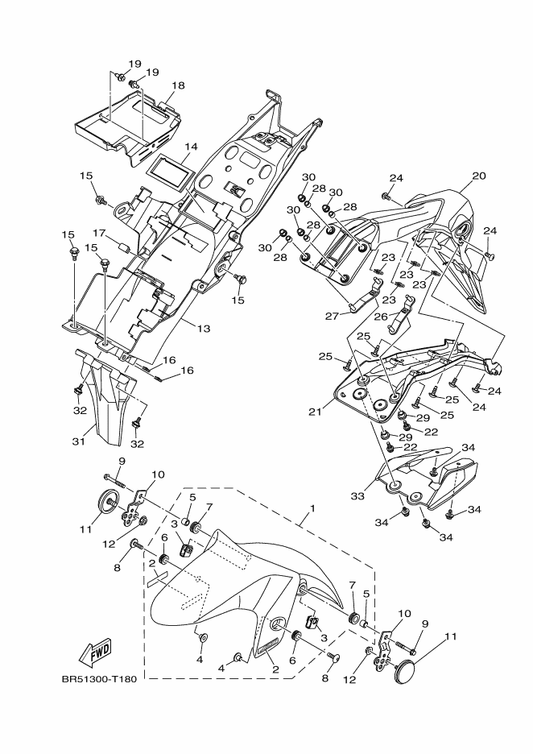 Yamaha 2WD-F1569-60 . Graphic 1 — shown on the Fender parts diagram