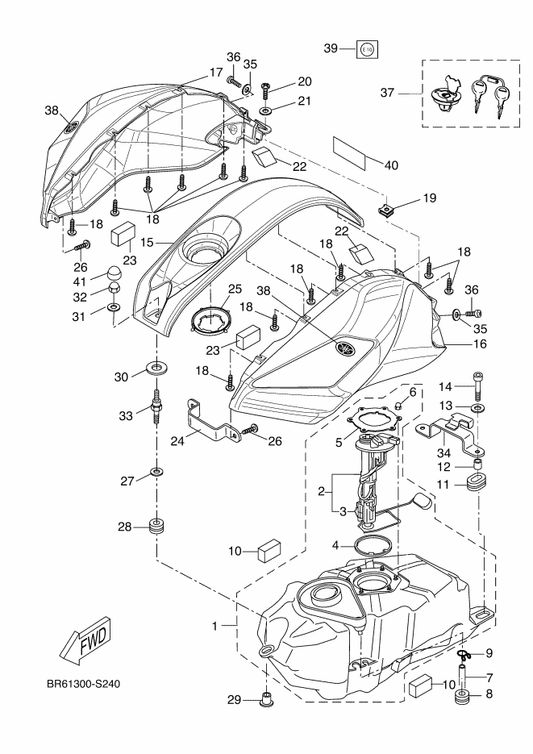 Yamaha 5D7-F414G-10 Seal — shown on the Fuel Tank parts diagram