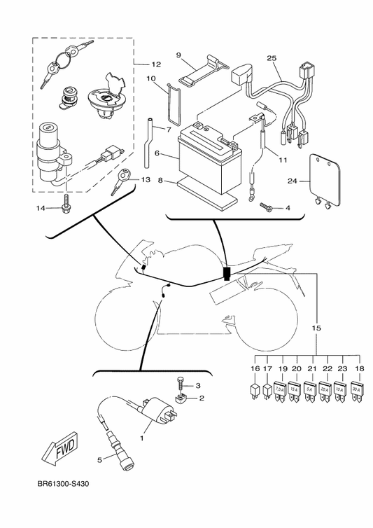 Yamaha 5D7-F814E-10 Hook — shown on the Electrical 1 parts diagram