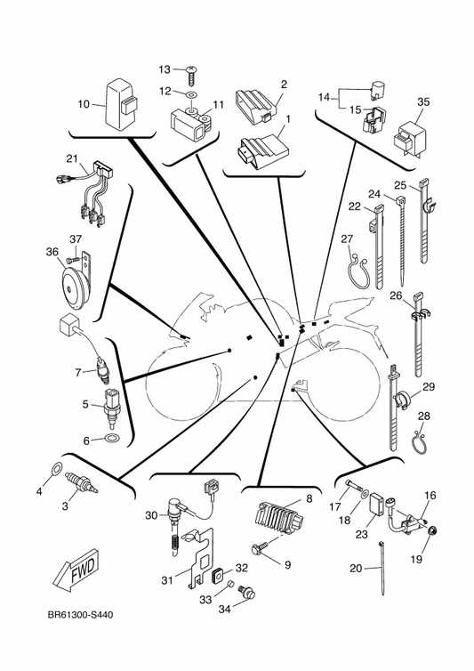 Yamaha BR6-H5546-00 Band — shown on the Electrical 2 parts diagram