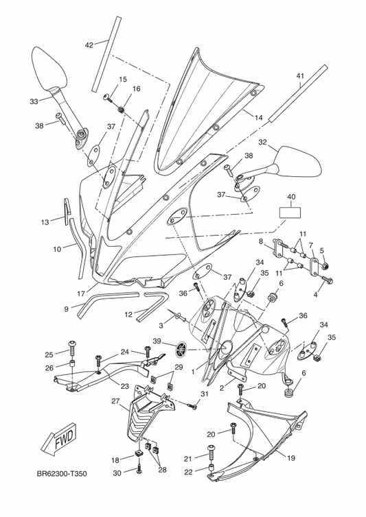 Yamaha 90480-15X02 Grommet — shown on the Cowling 2 parts diagram