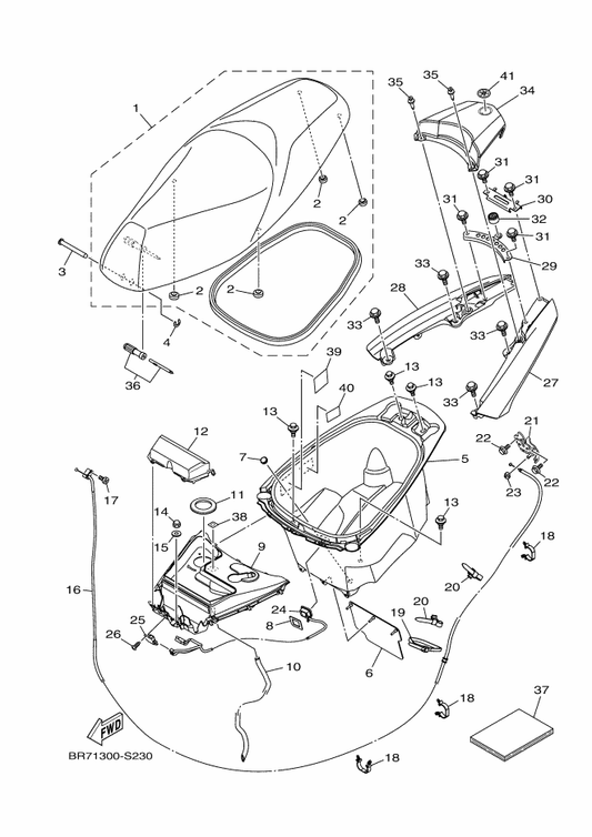 Yamaha 5P0-F1737-00 Emblem — shown on the Seat parts diagram