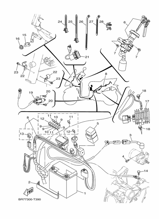 Yamaha 90105-068B5 Bolt, Flange — shown on the Electrical 1 parts diagram