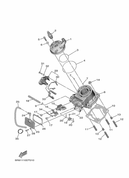 Yamaha BR8-11993-00 . Gasket — shown on the Cylinder parts diagram