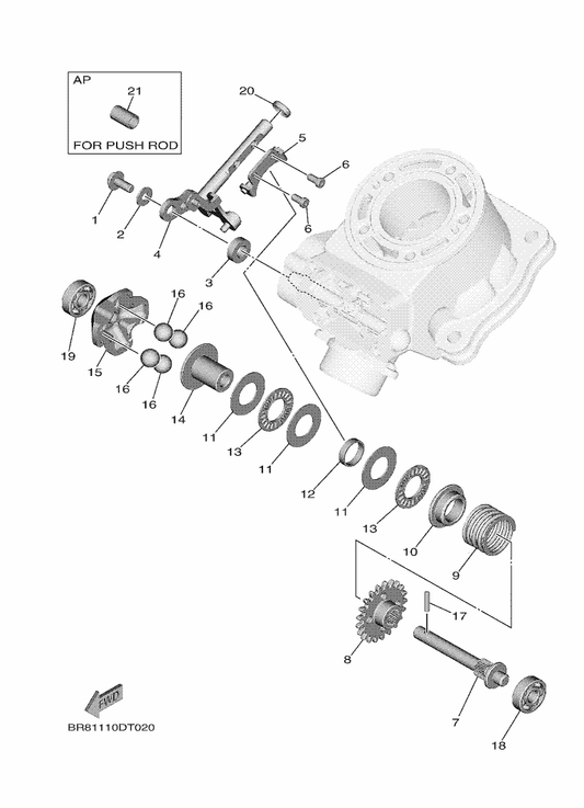 Yamaha BR8-11990-00 Push Rod Assy — shown on the Governor parts diagram