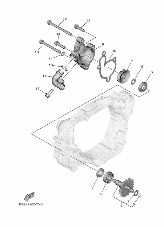 Yamaha 5PA-12459-00 Gear, Impeller Shaft — shown on the Water Pump parts diagram