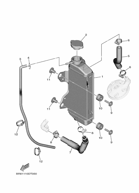 Yamaha BR8-12463-00 Pipe, Breather — shown on the Radiator & Hose parts diagram