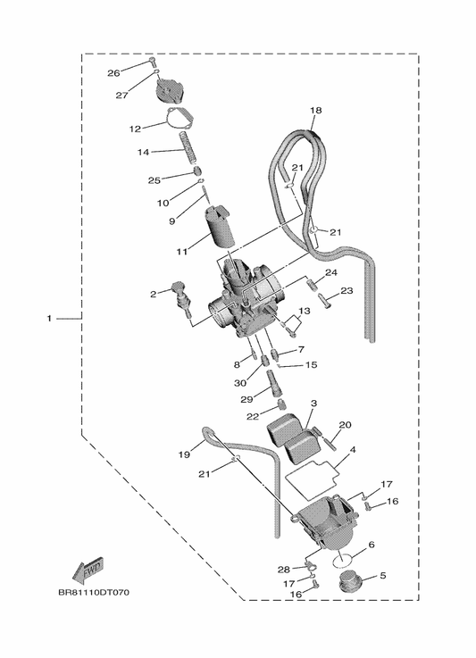 Yamaha 5PA-14916-PF . Needle (Napf) — shown on the Carburetor parts diagram