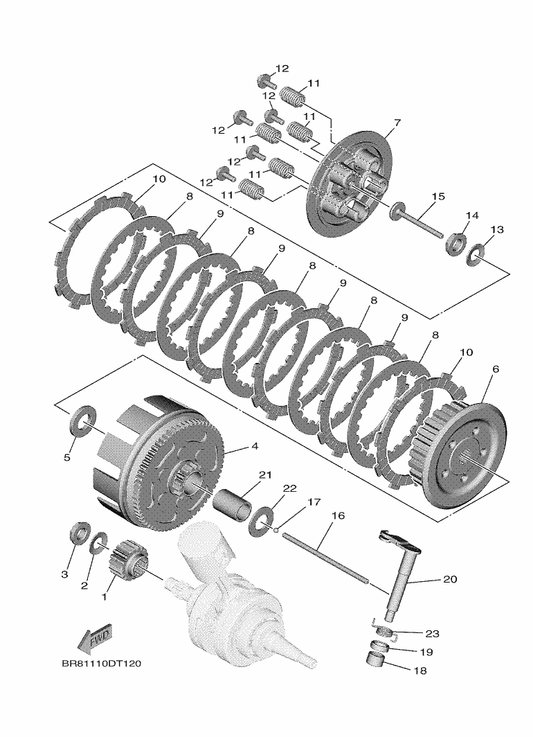 Yamaha BR8-16371-00 Boss, Clutch — shown on the Clutch parts diagram