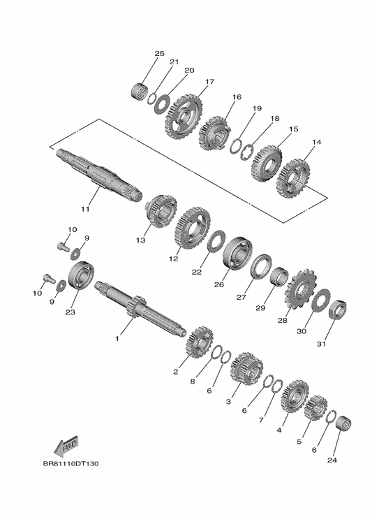 Yamaha BR8-17241-00 Gear, 4Th Wheel (24T) — shown on the Transmission parts diagram