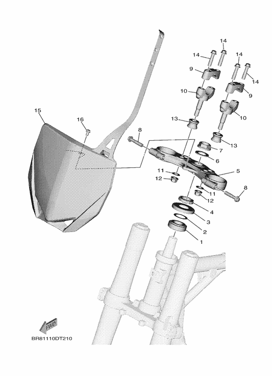 Yamaha 1SN-23485-10 Plate, Number — shown on the Steering parts diagram