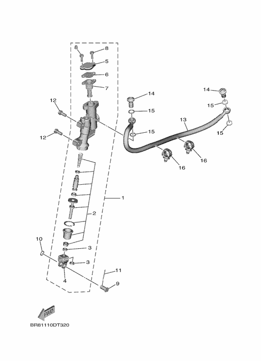 Yamaha BR8-2583V-00 Rr. Master Cylinder Assy. — shown on the Rear Master Cylinder parts diagram