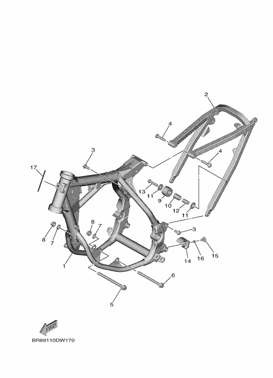 Yamaha BR8-21190-00 Rear Frame Comp. — shown on the Frame parts diagram