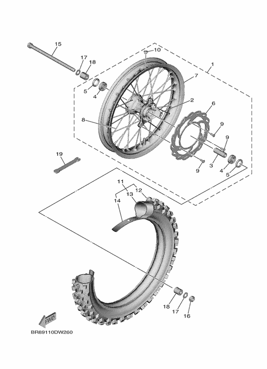 Yamaha BR8-25108-00 Front Tire Set — shown on the Front Wheel parts diagram