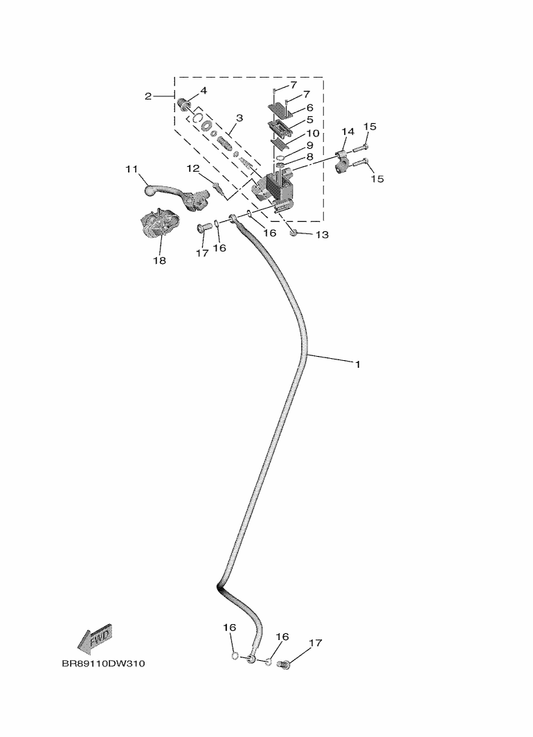 Yamaha 5XE-W2587-01 Master Cylinder Sub Assy — shown on the Front Master Cylinder parts diagram