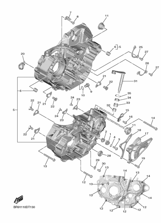 Yamaha 1SL-13475-00 Gasket — shown on the Crankcase parts diagram