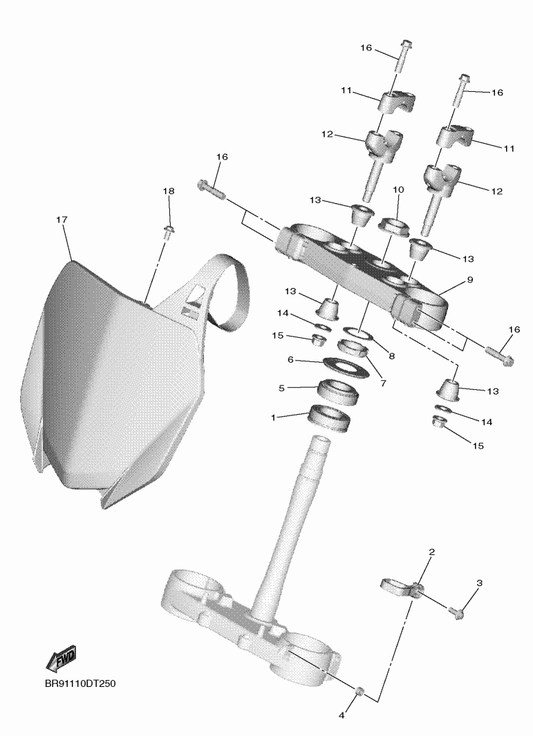 Yamaha BR9-23442-00 Holder, Handle Lower — shown on the Steering parts diagram
