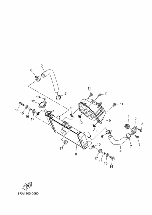 Yamaha 1WD-E2461-00 Radiator Comp — shown on the Radiator & Hose parts diagram