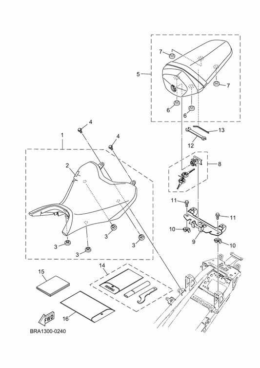 Yamaha BRA-F8199-S0 Manual,Owner'S — shown on the Seat parts diagram