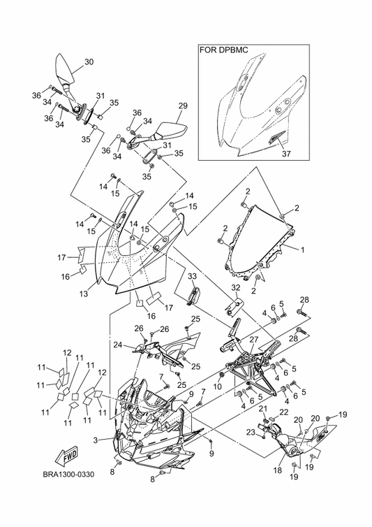 Yamaha BRA-F8391-00 Graphic 1 — shown on the Windshield parts diagram