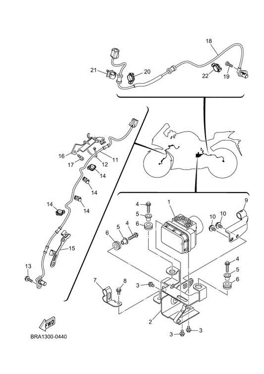 Yamaha B6W-H5930-08 Hydraulic Unit Assy — shown on the Electrical 3 parts diagram