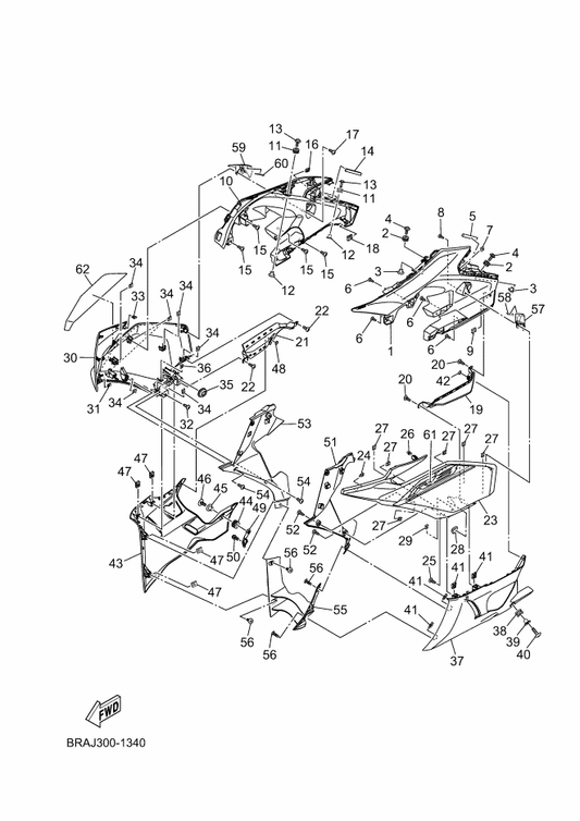Yamaha BRA-F172H-00-P0 Panel 4 — shown on the Cowling 1 parts diagram