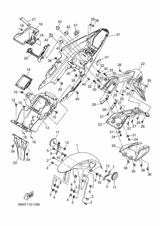 Yamaha BS7-F1511-00-PH Fender, Front — shown on the Fender parts diagram
