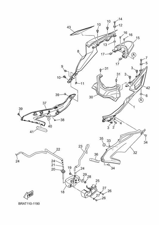 Yamaha BRA-F1721-00-P3 Cover, Side 2 — shown on the Side Cover parts diagram