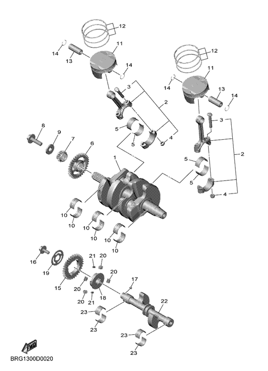Yamaha B2X-E1631-00 Piston (Std) — shown on the Crankshaft & Piston parts diagram