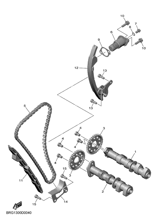 Yamaha B2X-E2180-00 Camshaft Assy 2 — shown on the Camshaft & Chain parts diagram