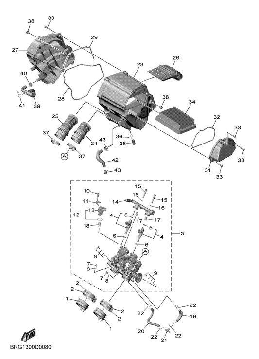 Yamaha B2X-E4412-00 Cap, Cleaner Case 1 — shown on the Intake parts diagram