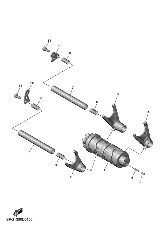 Yamaha 1WD-E8512-00 Fork, Shift 2 — shown on the Shift Cam & Fork parts diagram