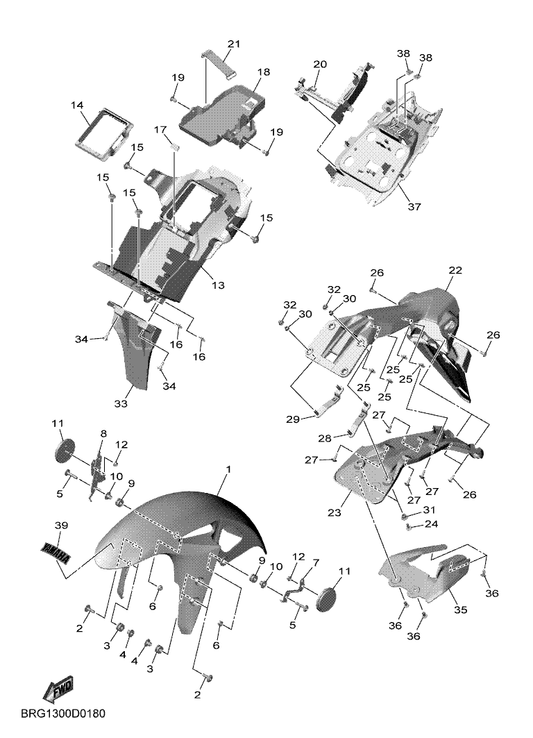 Yamaha BS7-F1511-00-PA Fender, Front — shown on the Fender parts diagram