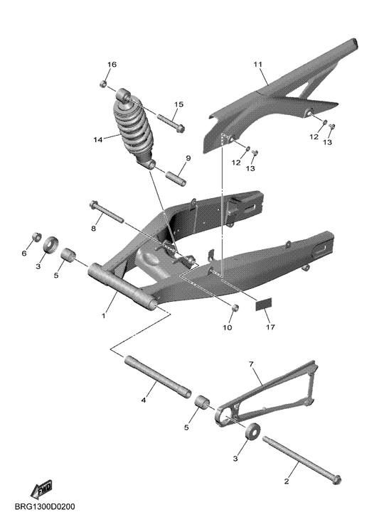 Yamaha 1WD-F2110-00 Rear Arm Comp. — shown on the Rear Arm & Suspension parts diagram