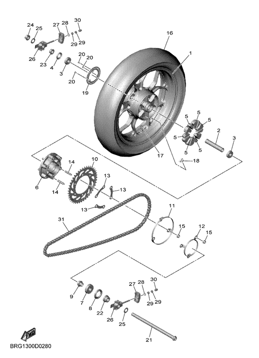 Yamaha 94568-H3112 Chain (Did520Vf 112Le) — shown on the Rear Wheel parts diagram