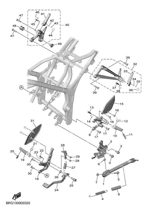 Yamaha 90506-23812 Spring, Tension — shown on the Stand & Footrest parts diagram