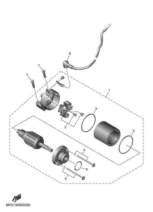 Yamaha 1WD-H1890-03 Motor Assy — shown on the Starting Motor parts diagram