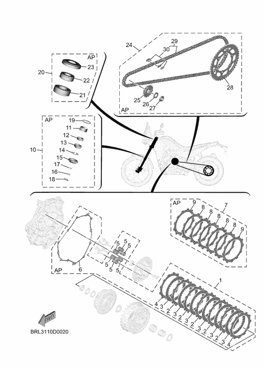 Yamaha B4C-W001M-00 Friction Plate Kit — shown on the Maintenance Parts Kit parts diagram