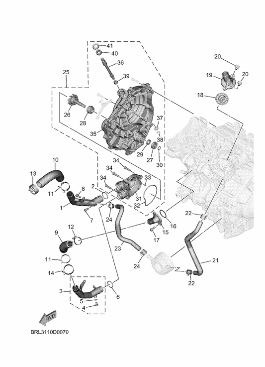 Yamaha 1WS-12469-00 Joint 1 — shown on the Water Pump parts diagram
