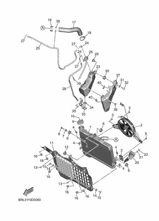 Yamaha 90445-08854 Hose — shown on the Radiator & Hose parts diagram