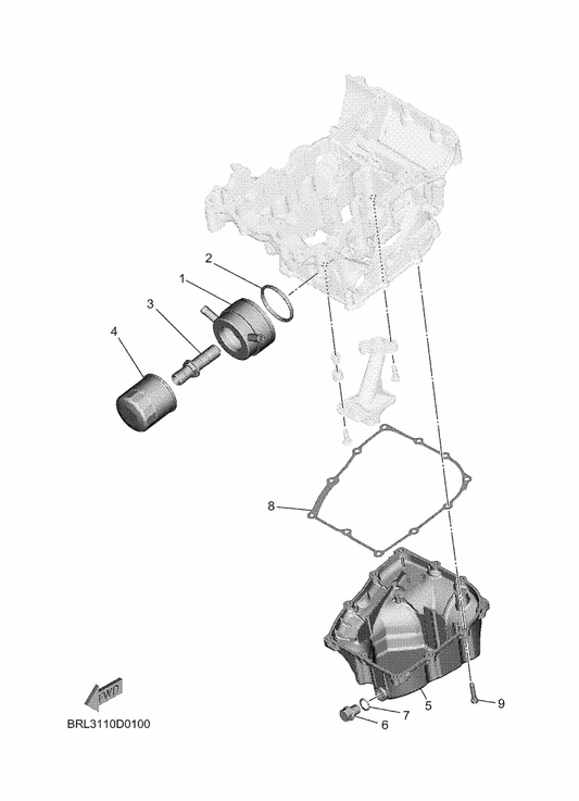 Yamaha BRL-12858-00 Bolt, Union — shown on the Oil Cleaner parts diagram